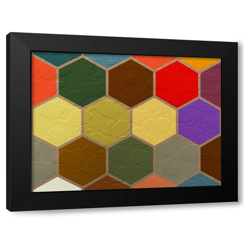 Hexagon Textures VI Black Modern Wood Framed Art Print with Double Matting by Grayscale