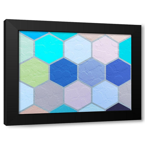 Hexagon Textures VII Black Modern Wood Framed Art Print with Double Matting by Grayscale
