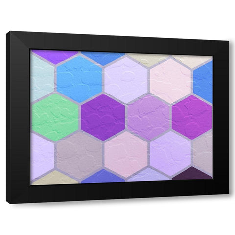 Hexagon Textures VIII Black Modern Wood Framed Art Print with Double Matting by Grayscale
