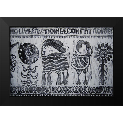 Otomé Black Modern Wood Framed Art Print by Grayscale