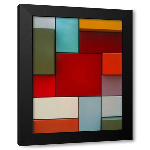 Block Wall I Black Modern Wood Framed Art Print with Double Matting by Grayscale