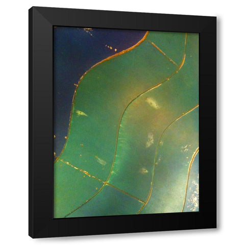 Wave Floor I Black Modern Wood Framed Art Print with Double Matting by Grayscale