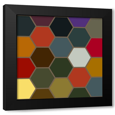 Bright Hive V Black Modern Wood Framed Art Print with Double Matting by Grayscale