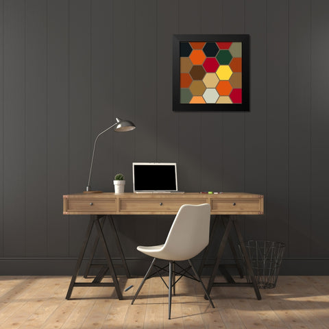Bright Hive XX Black Modern Wood Framed Art Print by Grayscale