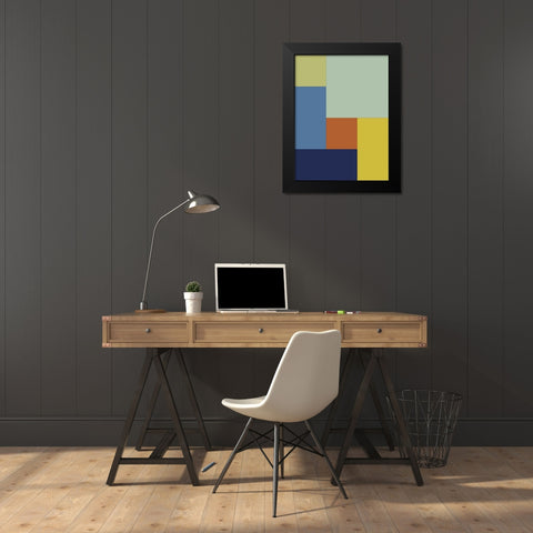 Bright Blocks I Black Modern Wood Framed Art Print by Grayscale