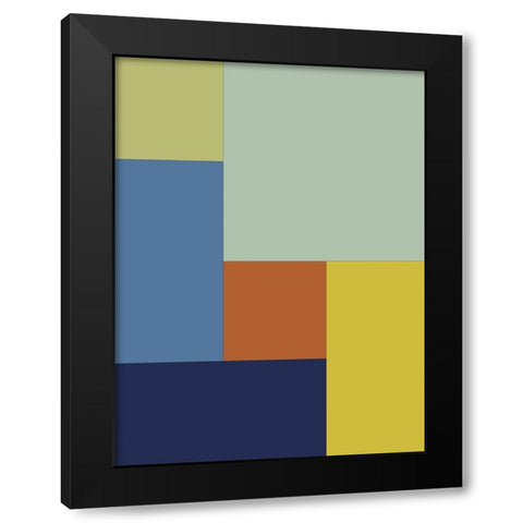 Bright Blocks I Black Modern Wood Framed Art Print with Double Matting by Grayscale