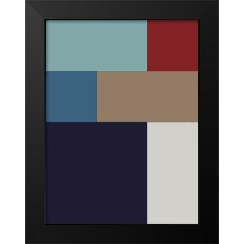 Bright Blocks II Black Modern Wood Framed Art Print by Grayscale