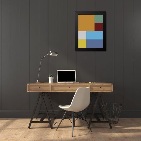 Bright Blocks III Black Modern Wood Framed Art Print by Grayscale