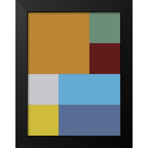 Bright Blocks III Black Modern Wood Framed Art Print by Grayscale