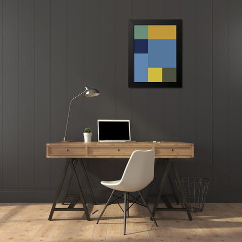 Bright Blocks IV Black Modern Wood Framed Art Print by Grayscale
