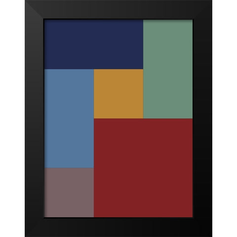 Bright Blocks V Black Modern Wood Framed Art Print by Grayscale