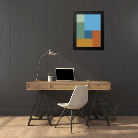Bright Blocks VI Black Modern Wood Framed Art Print by Grayscale