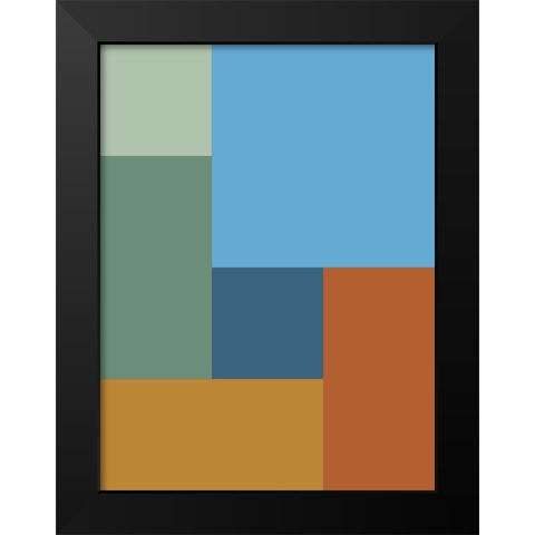 Bright Blocks VI Black Modern Wood Framed Art Print by Grayscale