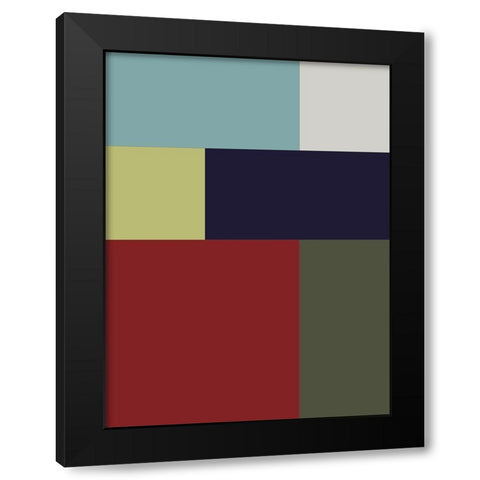 Bright Blocks VII Black Modern Wood Framed Art Print with Double Matting by Grayscale