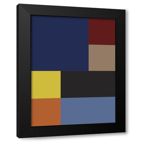 Bright Blocks VIII Black Modern Wood Framed Art Print with Double Matting by Grayscale