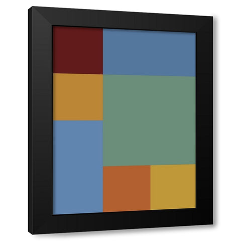 Bright Blocks IX Black Modern Wood Framed Art Print with Double Matting by Grayscale