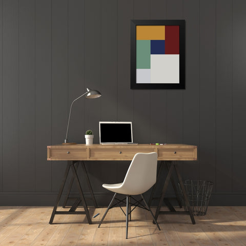 Bright Blocks X Black Modern Wood Framed Art Print by Grayscale