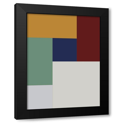 Bright Blocks X Black Modern Wood Framed Art Print with Double Matting by Grayscale