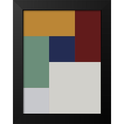 Bright Blocks X Black Modern Wood Framed Art Print by Grayscale