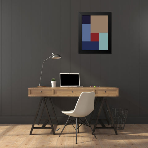 Bright Blocks XI Black Modern Wood Framed Art Print by Grayscale