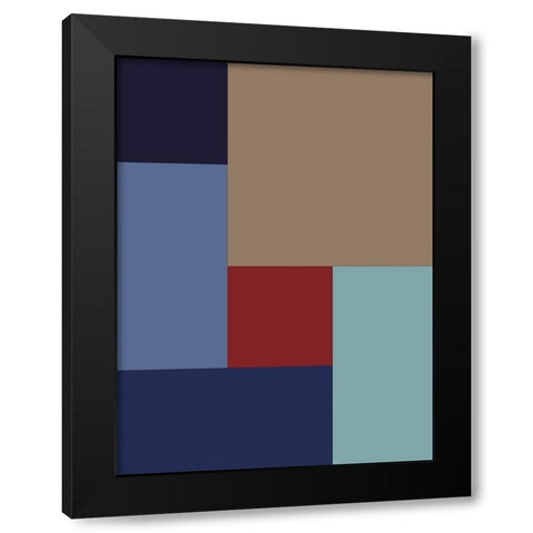 Bright Blocks XI Black Modern Wood Framed Art Print with Double Matting by Grayscale