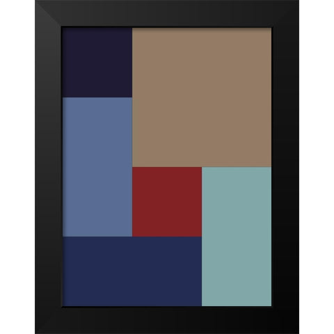 Bright Blocks XI Black Modern Wood Framed Art Print by Grayscale