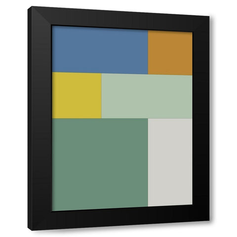 Bright Blocks XII Black Modern Wood Framed Art Print with Double Matting by Grayscale