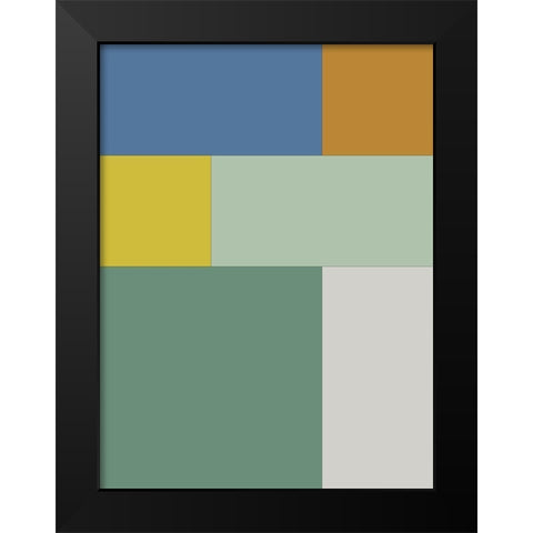 Bright Blocks XII Black Modern Wood Framed Art Print by Grayscale