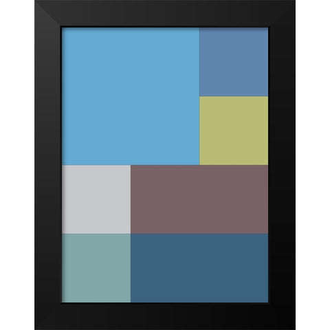 Bright Blocks XIII Black Modern Wood Framed Art Print by Grayscale