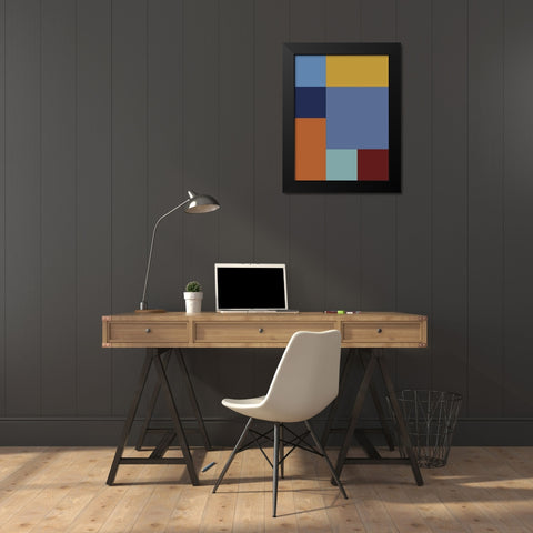 Bright Blocks XIV Black Modern Wood Framed Art Print by Grayscale