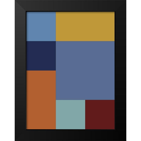 Bright Blocks XIV Black Modern Wood Framed Art Print by Grayscale