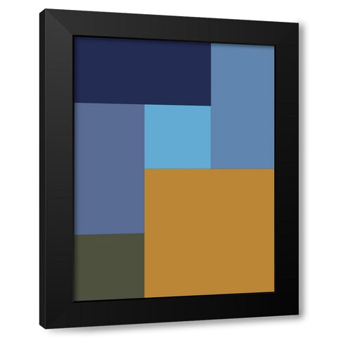 Bright Blocks XV Black Modern Wood Framed Art Print with Double Matting by Grayscale