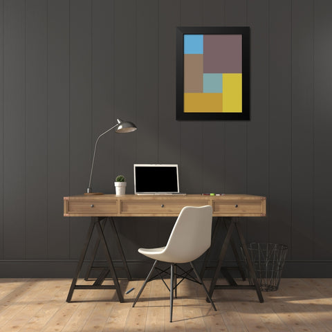 Bright Blocks XVI Black Modern Wood Framed Art Print by Grayscale