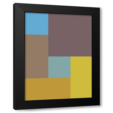 Bright Blocks XVI Black Modern Wood Framed Art Print with Double Matting by Grayscale
