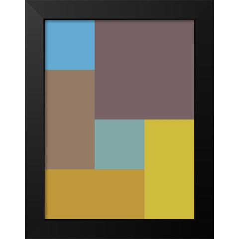 Bright Blocks XVI Black Modern Wood Framed Art Print by Grayscale