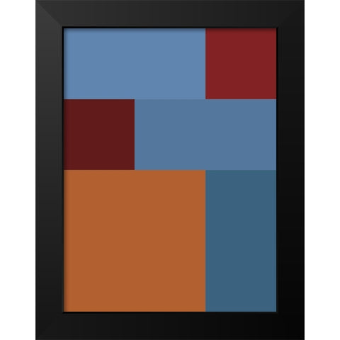 Bright Blocks XVII Black Modern Wood Framed Art Print by Grayscale