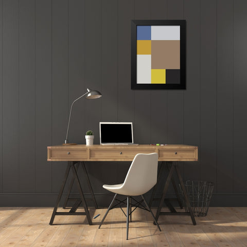 Bright Blocks XIX Black Modern Wood Framed Art Print by Grayscale