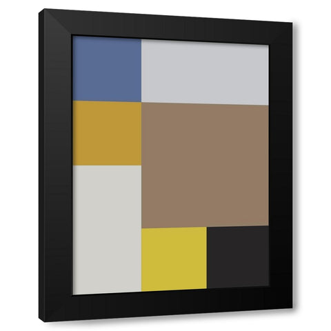 Bright Blocks XIX Black Modern Wood Framed Art Print with Double Matting by Grayscale