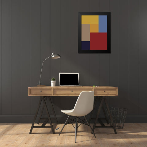 Bright Blocks XX Black Modern Wood Framed Art Print by Grayscale