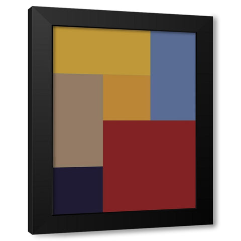 Bright Blocks XX Black Modern Wood Framed Art Print with Double Matting by Grayscale