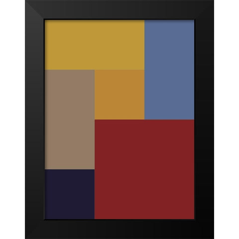 Bright Blocks XX Black Modern Wood Framed Art Print by Grayscale