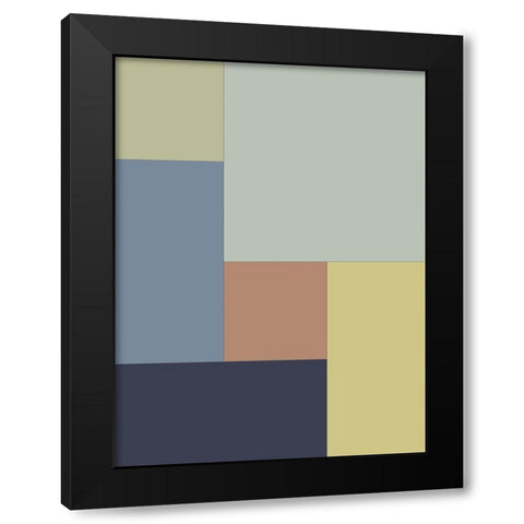 Soft Blocks I Black Modern Wood Framed Art Print with Double Matting by Grayscale