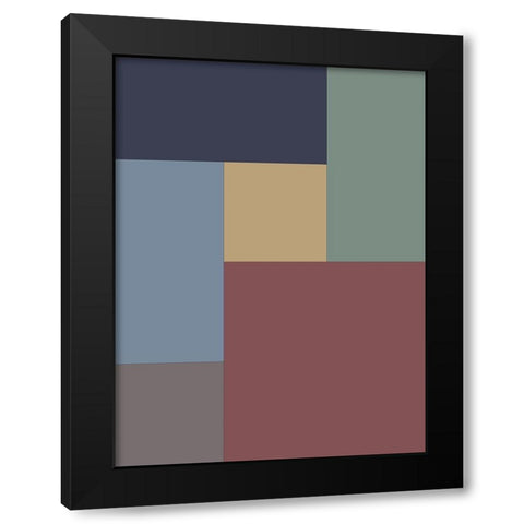 Soft Blocks V Black Modern Wood Framed Art Print with Double Matting by Grayscale