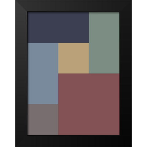 Soft Blocks V Black Modern Wood Framed Art Print by Grayscale