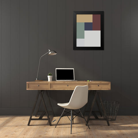 Soft Blocks X Black Modern Wood Framed Art Print by Grayscale