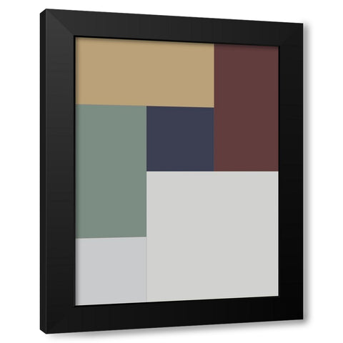 Soft Blocks X Black Modern Wood Framed Art Print with Double Matting by Grayscale