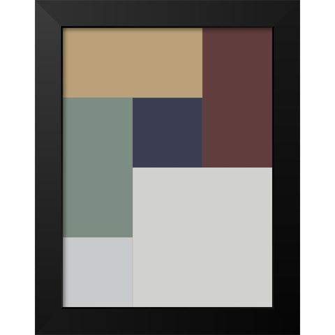 Soft Blocks X Black Modern Wood Framed Art Print by Grayscale