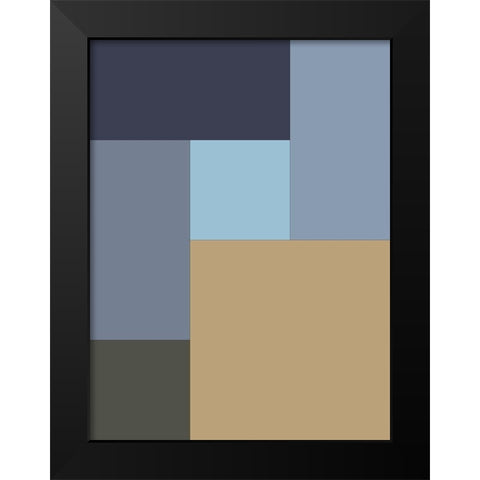 Soft Blocks XV Black Modern Wood Framed Art Print by Grayscale