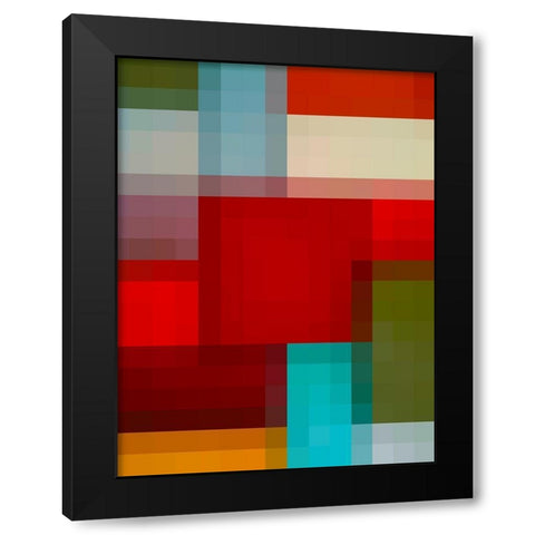 Pixel Blocks I Black Modern Wood Framed Art Print by Grayscale