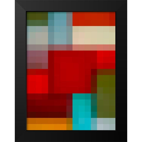 Pixel Blocks I Black Modern Wood Framed Art Print by Grayscale